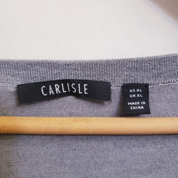 Carlise Gray Silk Blend Short Sleeve Scoop Neck Top, Size XL - Picture 6 of 8